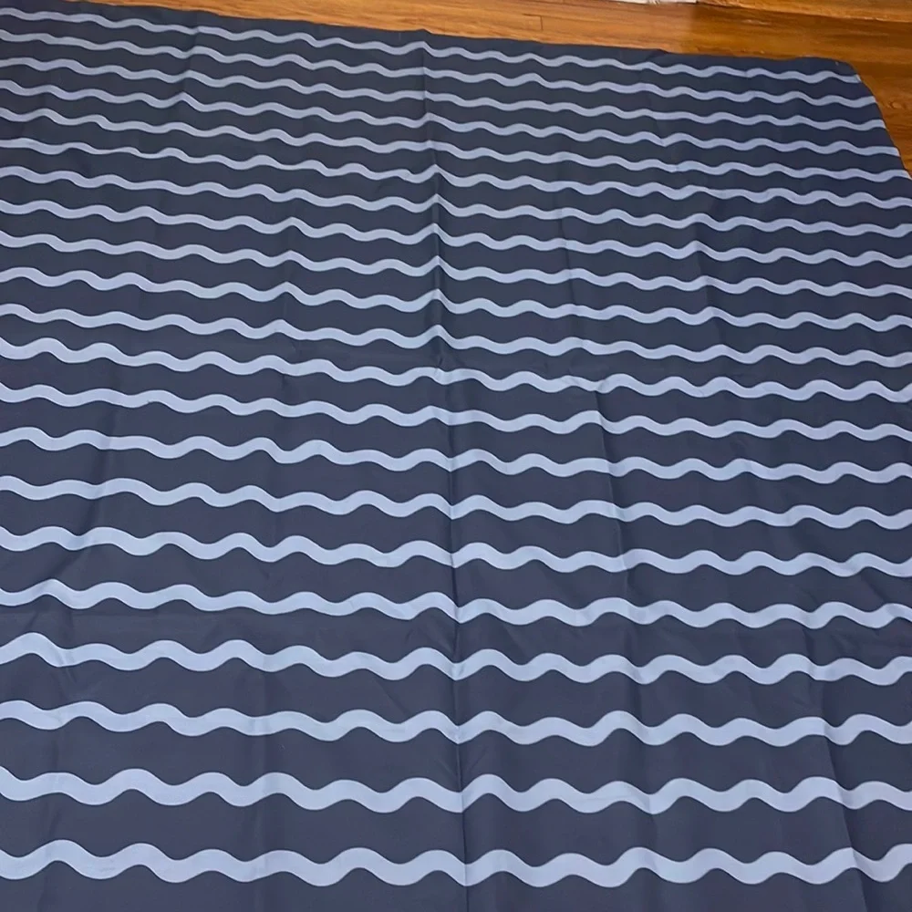Navy and light blue blackout twill curtains. 72 inches. Set of 2. EUC.